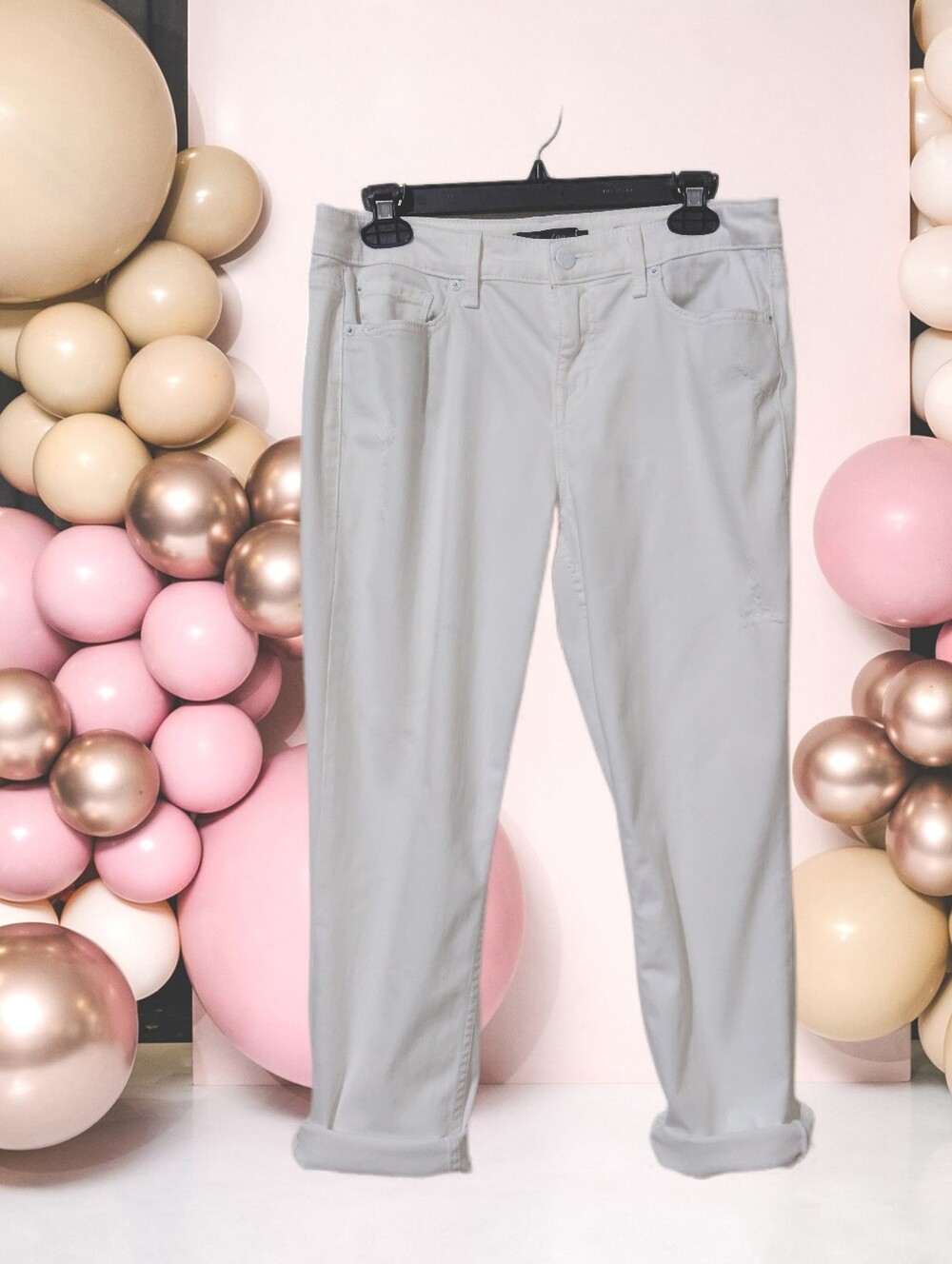 Size 29 Level 99 Mid Rise Lily Roll Up Crop White Jeans Inseam Unrolled 26"